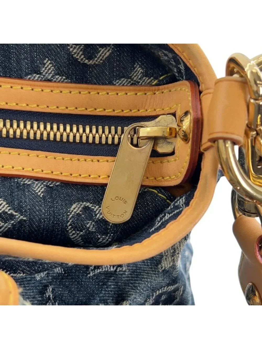 Louis Vuitton Monogram Denim Cavaliere GM Handbag Blue 2-Way